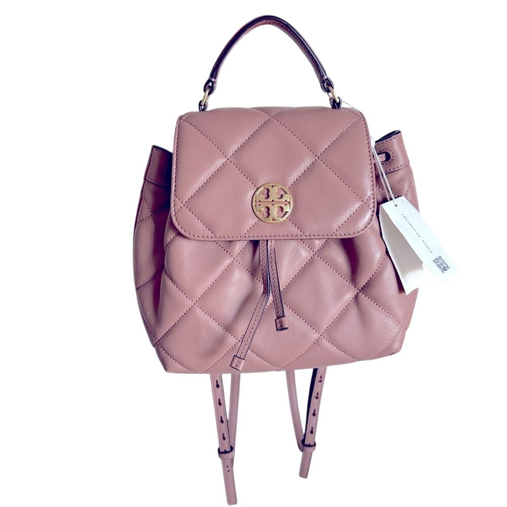 Tory Burch Willa Soft Quilt Backpack Roasted Almond Gold NWT